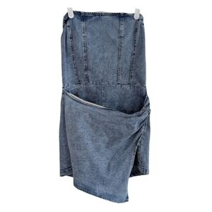 Shein Women's Large‎ Blue Short Romper Strapless Fitted